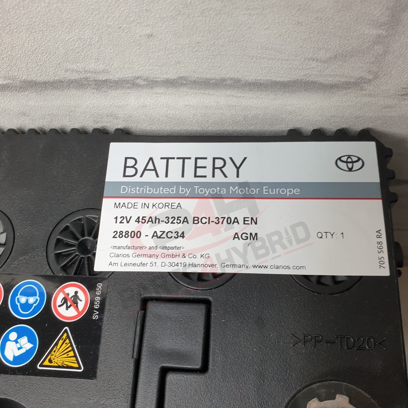 Genuine Toyota Auris 12V Battery 45AH Auxiliary Battery 28800-AZC34 S46B24R - Image 3