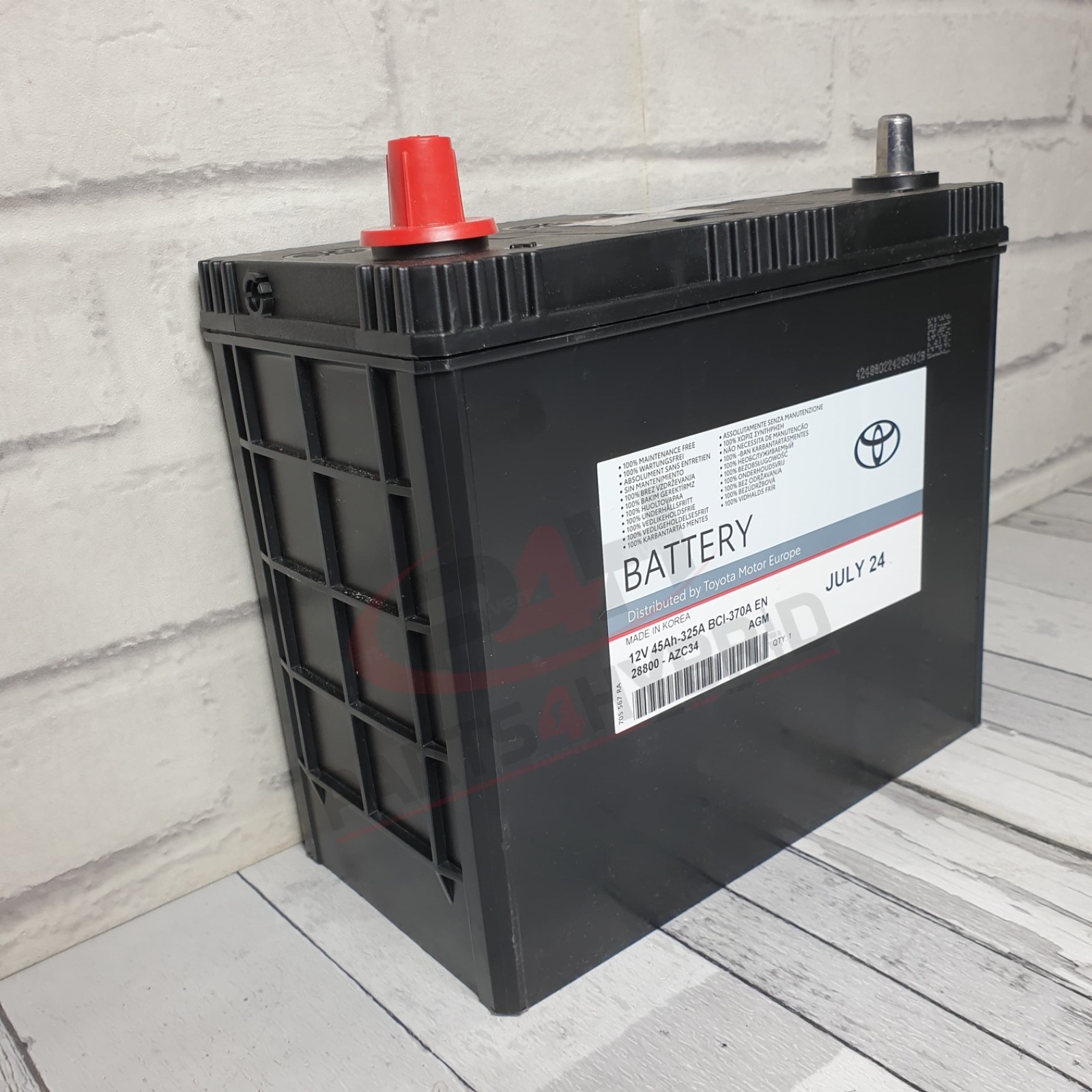 Genuine Toyota Auris 12V Battery 45AH Auxiliary Battery 28800-AZC34 S46B24R - Image 4