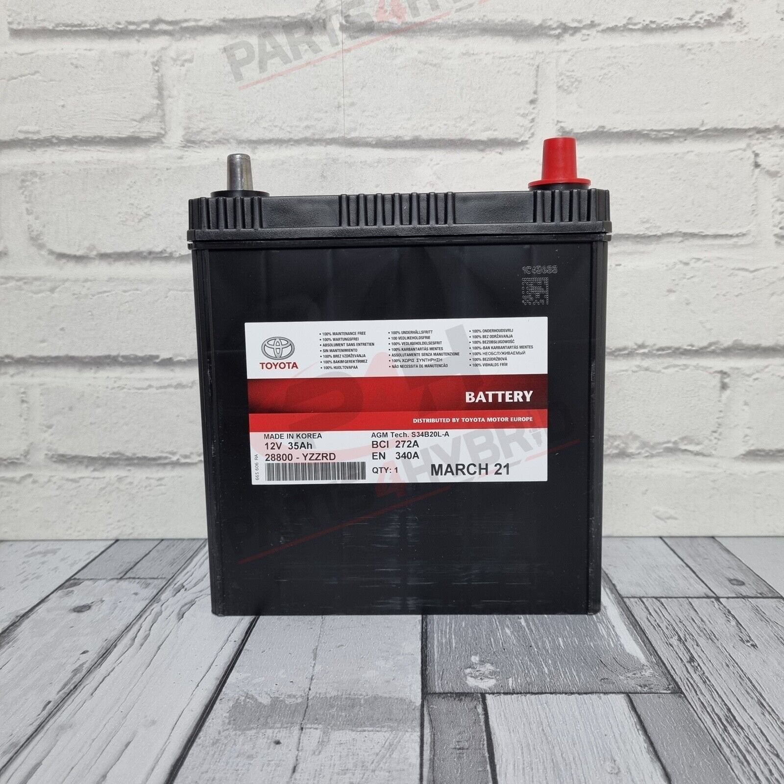 Genuine Toyota Auris Hybrid 12V BATTERY S34B20L 2012 - 2018 AGM Oem 28800-AZC36