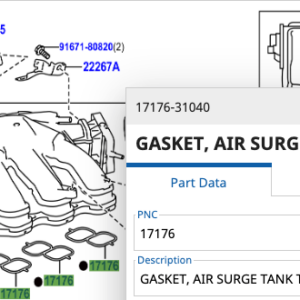 Genuine Toyota Alphard Air Surge Tank to Intake Manifold Gasket Oem 17176-31130