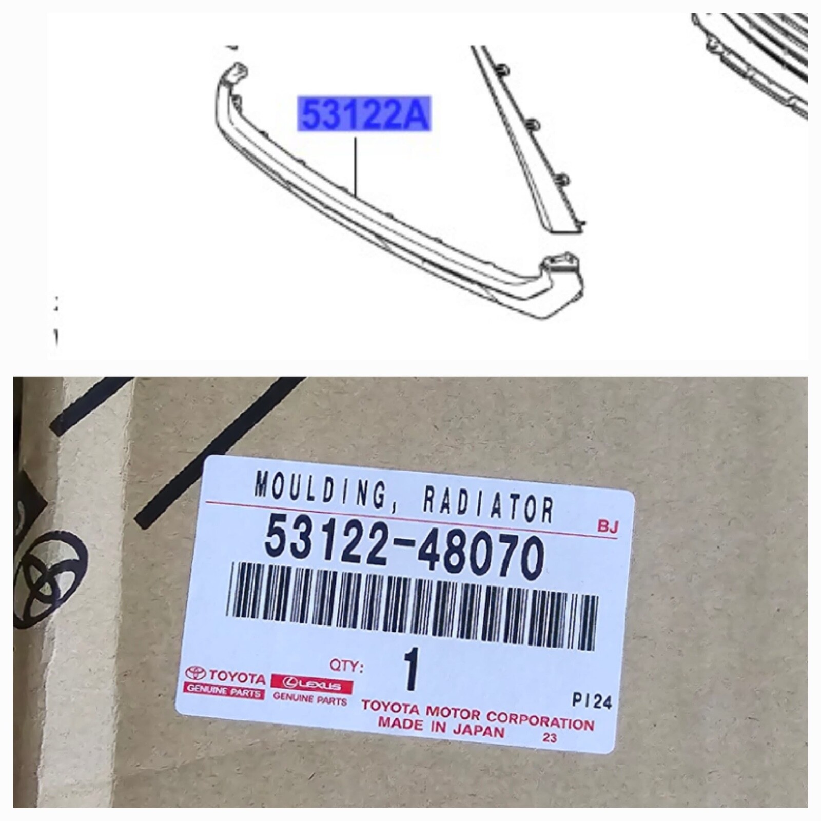 Genuine Lexus Rx450h Radiator Grille Moulding Oem Part 53122-48070 RRP Over £600